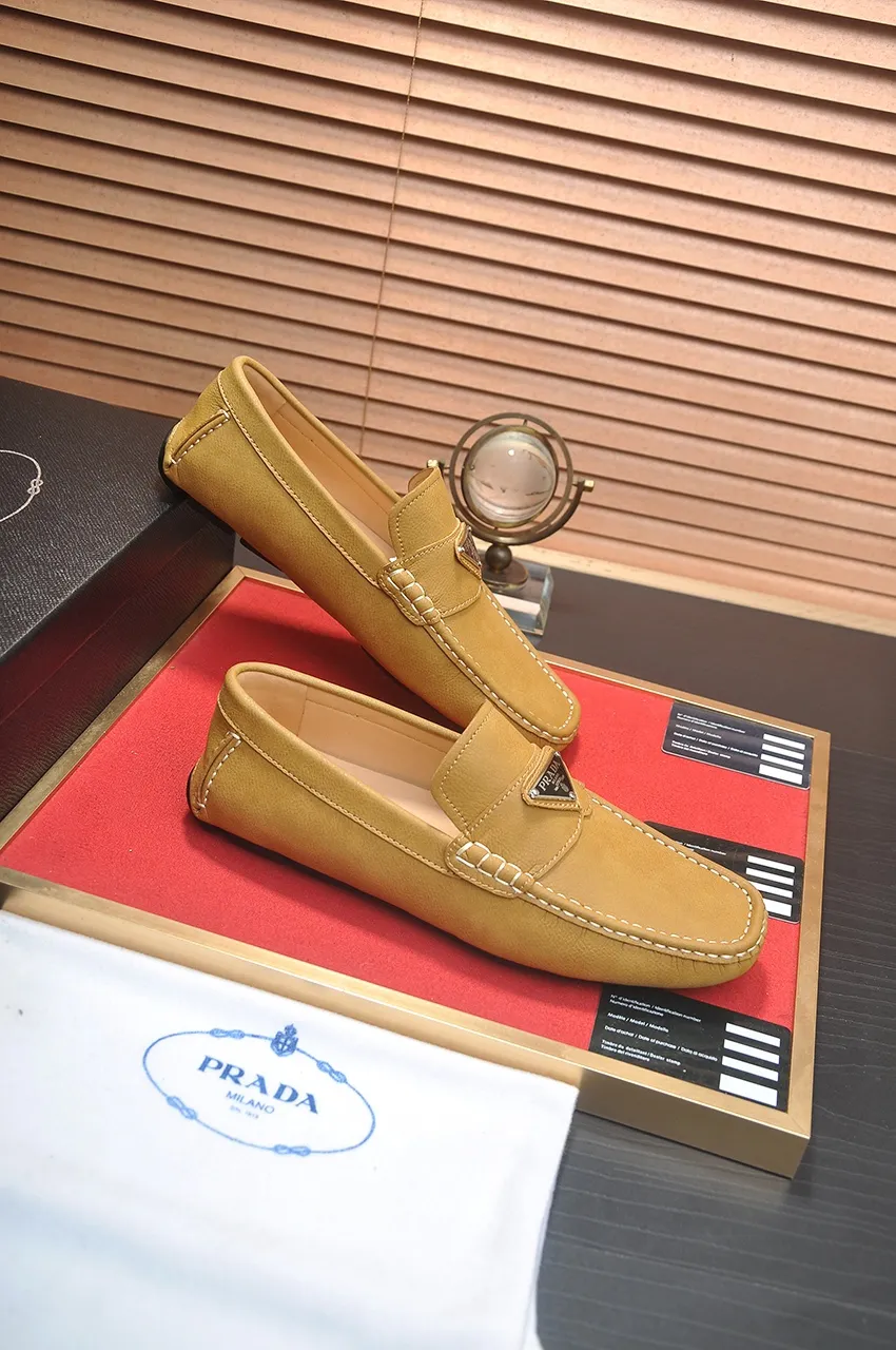 Men's Men's Shoes💰420💶【PRADA】 (High-end Niuli) New 🍀PRADA - Prada Doudou Shoes! Made of imported original cowhide, the inner top layer is comfortable cowhide lining! Original wear-resistant rubber outsole! High quality products! Code number 38-45 (45 customized)